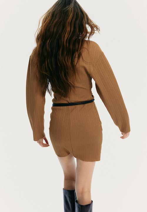 H&M - Draped bodycon dress - dark beige