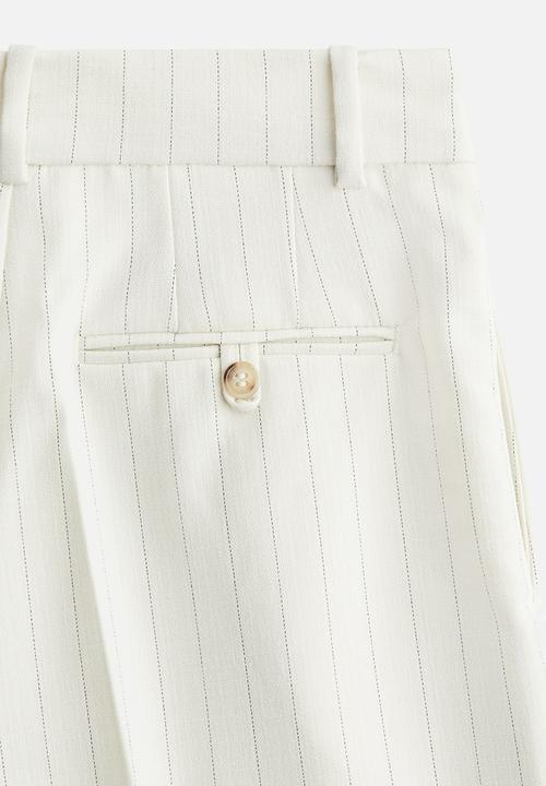 H&M - Tapered tailored trousers - cream pinstriped