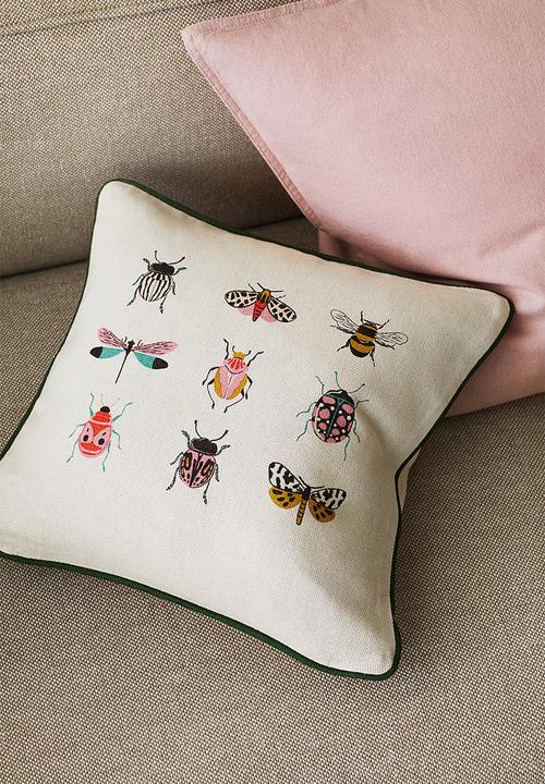 H&M - Printed cotton cushion cover - beige,multi