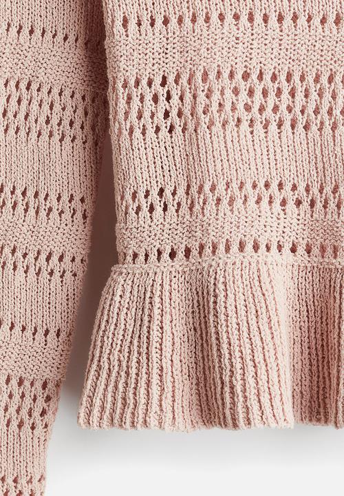 H&M - Pointelle-knit peplum jumper - light dusty pink