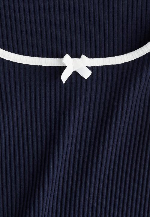 H&M - Overlock-detail ribbed top - navy blue