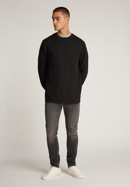 Calvin Klein - BRUSHED RIB LS TEE - Ck Black