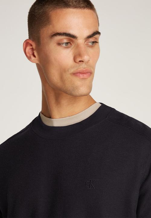 Calvin Klein - BRUSHED RIB LS TEE - Ck Black