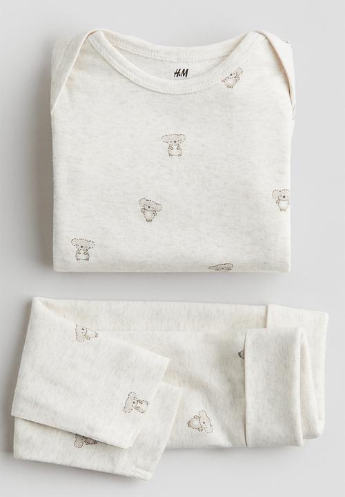 H&M - 2-piece cotton jersey set - beige,multi