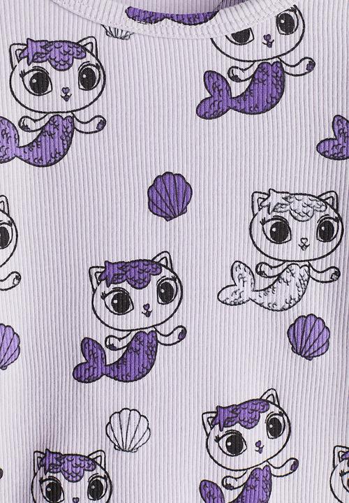 H&M - Long-sleeved printed top -  light purple/gabby's dollhouse