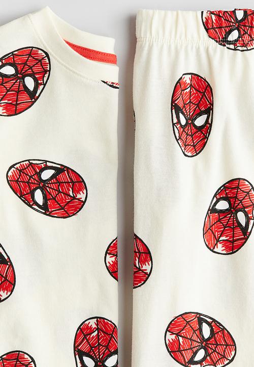 H&M - Printed cotton jersey pyjamas - white/spider-man 