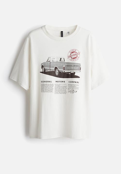 H&M - Oversized printed t-shirt - cream general motors