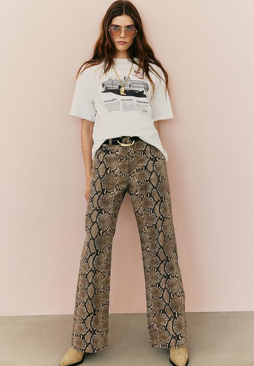 H&M - Oversized printed t-shirt - cream general motors