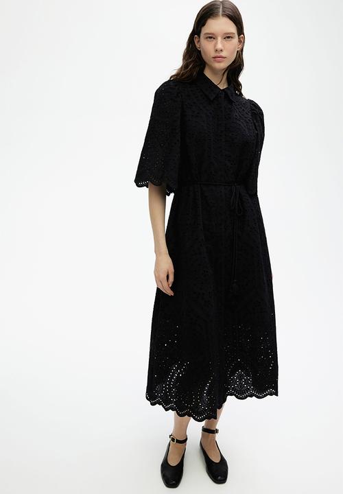 h&m broderie anglaise shirt dress Women's Black Broderie anglaise shirt dress