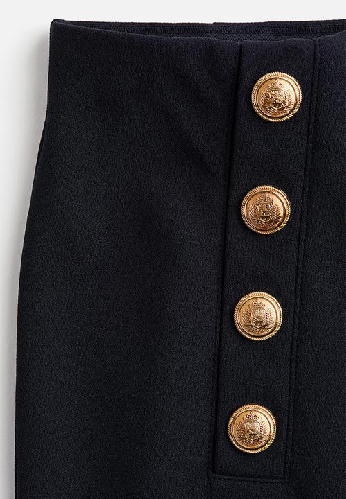 H&M - Button-front trousers - navy blue