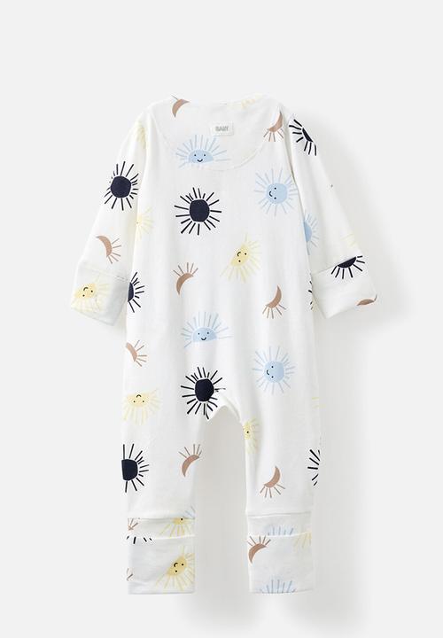 Cotton On - The long sleeve zip romper - vanilla-dawn blue/hello sunshine
