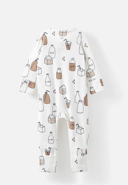 Cotton On - The long sleeve zip romper - vanilla/chocolate milk