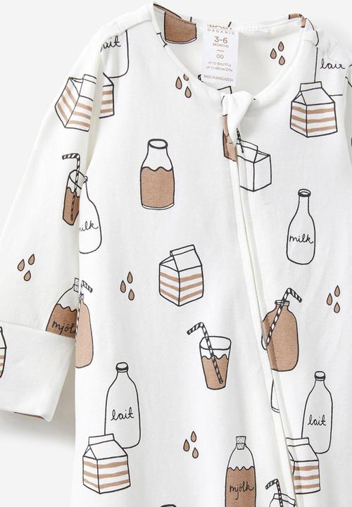 Cotton On - The long sleeve zip romper - vanilla/chocolate milk