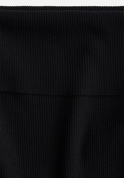 H&M - Rib-knit off-the-shoulder top - black