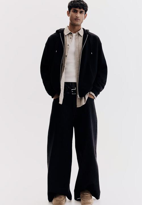 H&M - Relaxed fit zip through hoodie - black