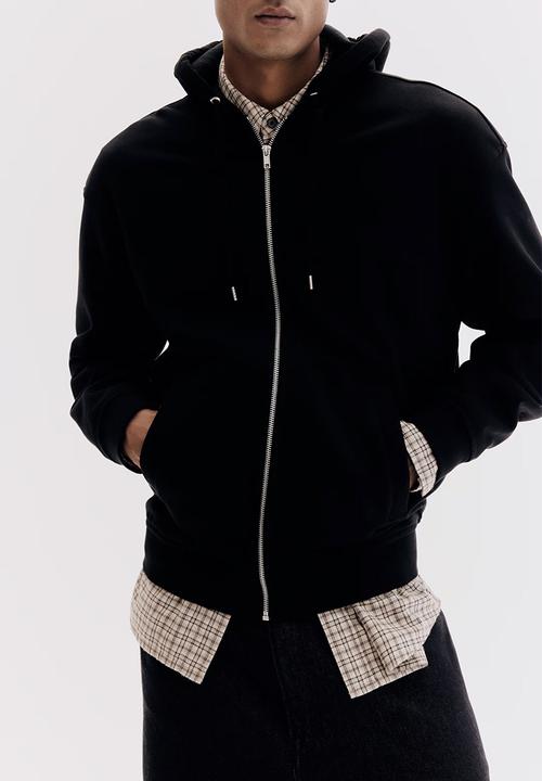 H&M - Relaxed fit zip through hoodie - black