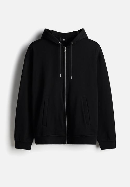 H&M - Relaxed fit zip through hoodie - black