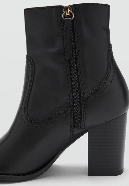 MANGO - Lily leather ankle boot - black