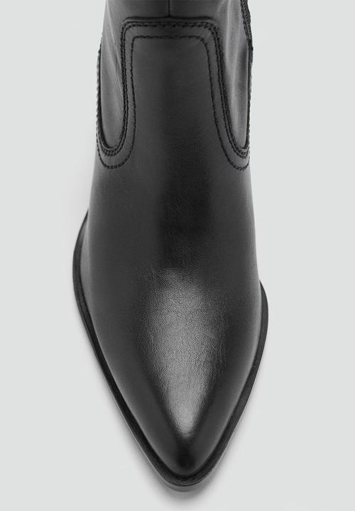MANGO - Lily leather ankle boot - black