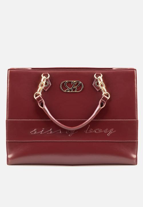 SISSY BOY - Elegance faux leather shopper bag-Burgundy