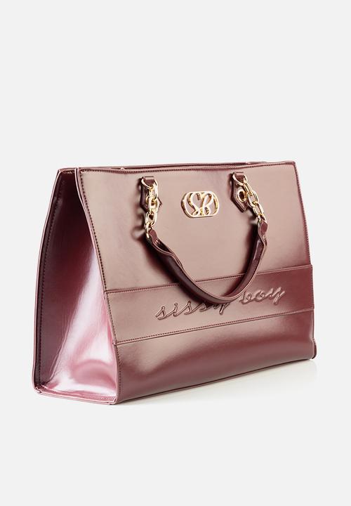 SISSY BOY - Elegance faux leather shopper bag-Burgundy