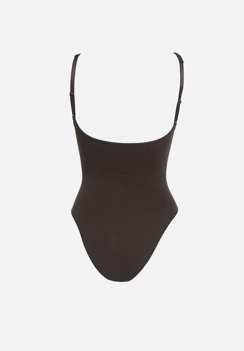 Easy Curves Shapewear - Zipped sculpting brief bodysuit - brown