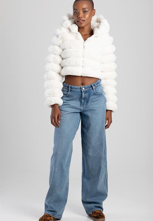 SISSY BOY - Faux Fur Quilted Jacket With Hood - Cream