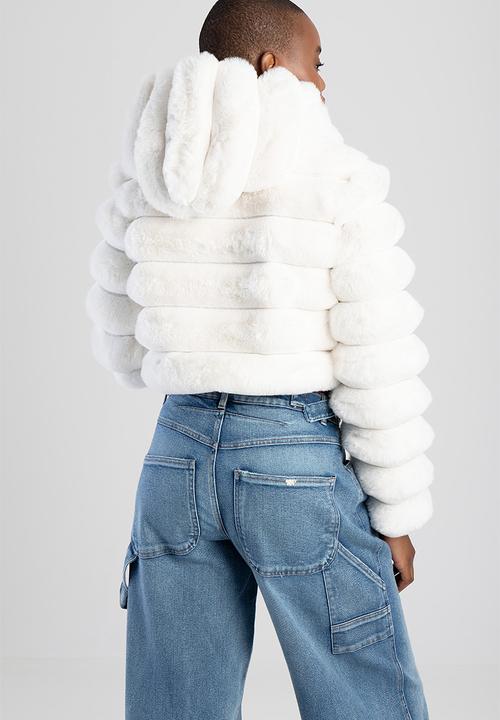 SISSY BOY - Faux Fur Quilted Jacket With Hood - Cream