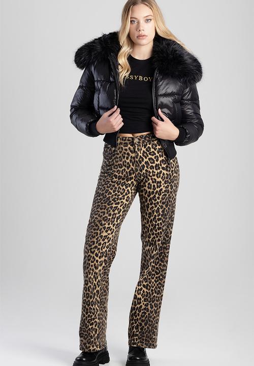 SISSY BOY - Puffer Jacket With Faux Fur Collar - Black