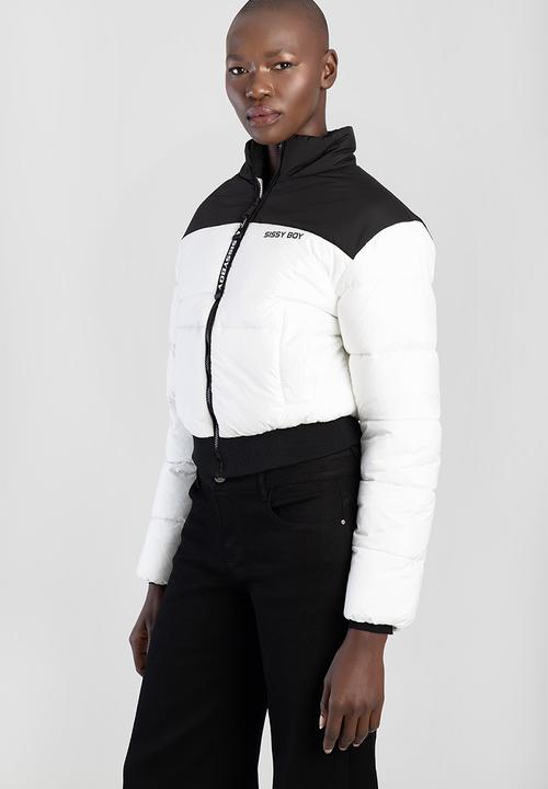 SISSY BOY - Puffer Jacket With Contrast Panels And Branding - Black/White