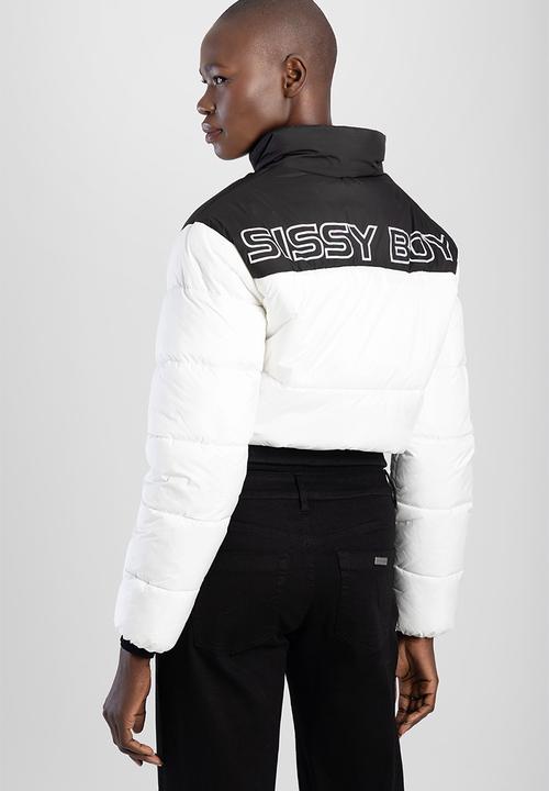 SISSY BOY - Puffer Jacket With Contrast Panels And Branding - Black/White
