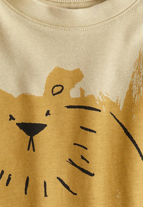 H&M - Printed jersey top - beige lion