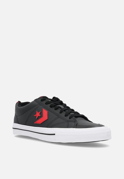 Converse - Sport casual faux leather low - black/red/white leather
