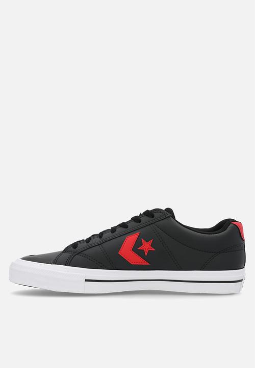Converse - Sport casual faux leather low - black/red/white leather