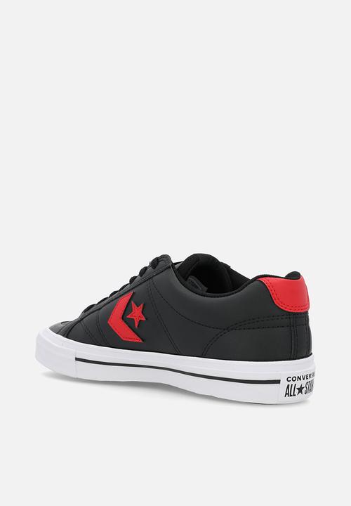 Converse - Sport casual faux leather low - black/red/white leather