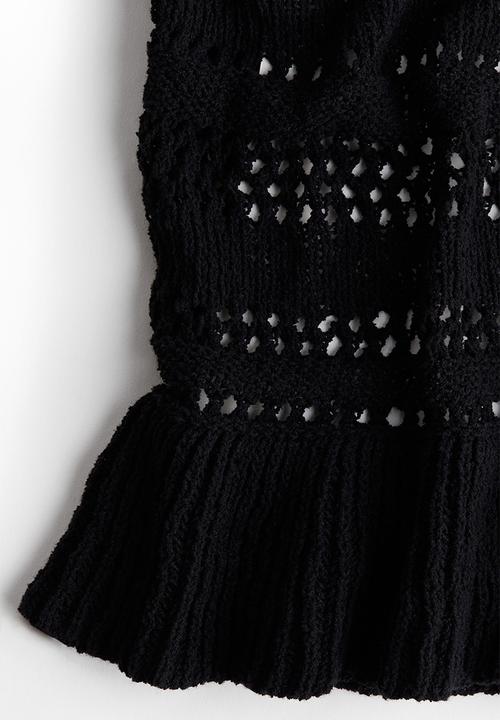 H&M - Pointelle-knit peplum jumper - black