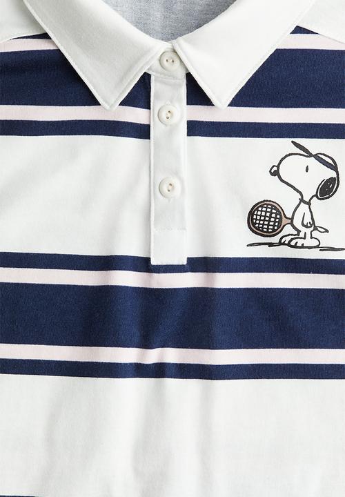 H&M - Boxy rugby shirt - white/snoopy 