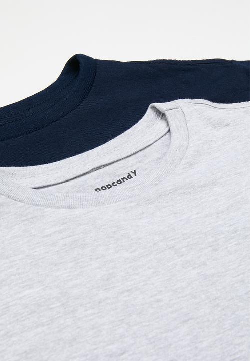 Pop Candy - 2 Pack tee - grey & navy