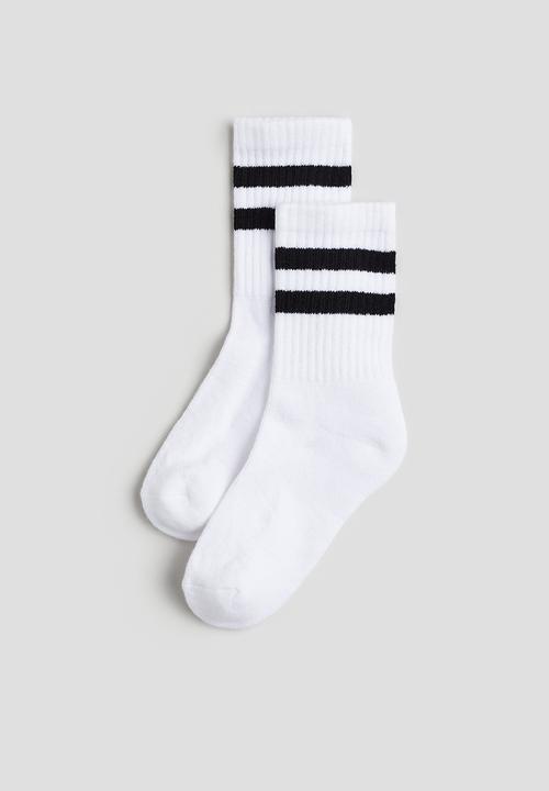 H&M - 5-Pack ribbed terry socks - white black