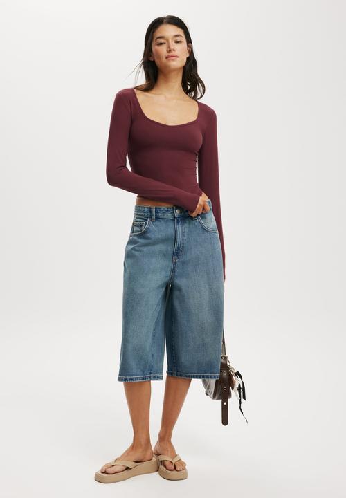 Cotton On - 91 baggy denim jort-1991 stars len blue