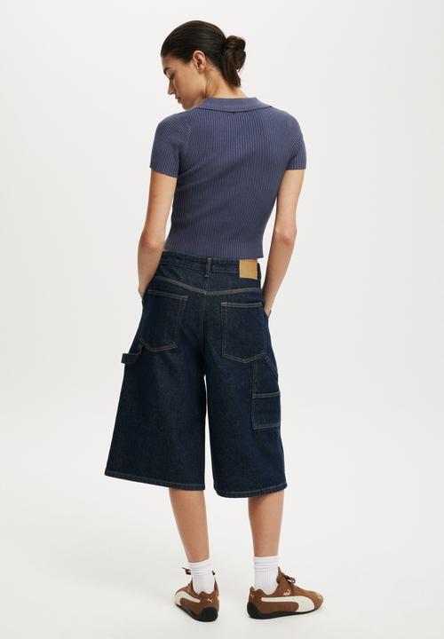 Cotton On - 91 baggy denim jort - shutter blue carpenter