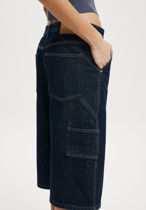 Cotton On - 91 baggy denim jort - shutter blue carpenter