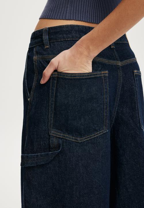 Cotton On - 91 baggy denim jort - shutter blue carpenter