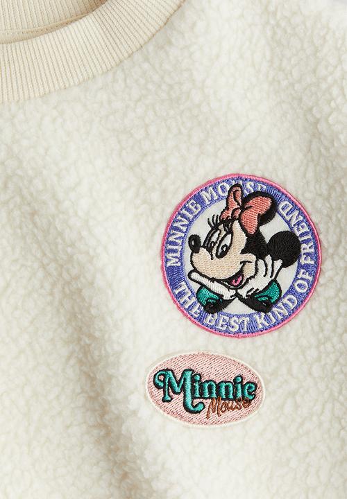 H&M - Appliquéd teddy sweatshirt - cream minnie mouse