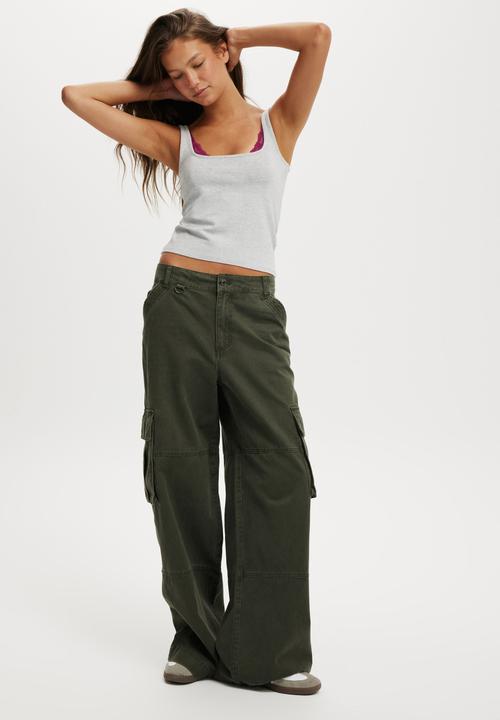 Cotton On - Benny cargo pant - dark washed green