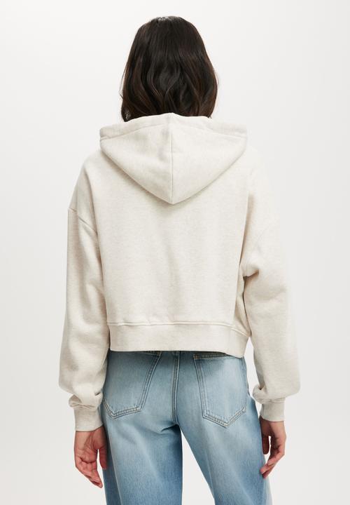 Cotton On - Classic fleece oversized zip through hoodie-oatmeal marle
