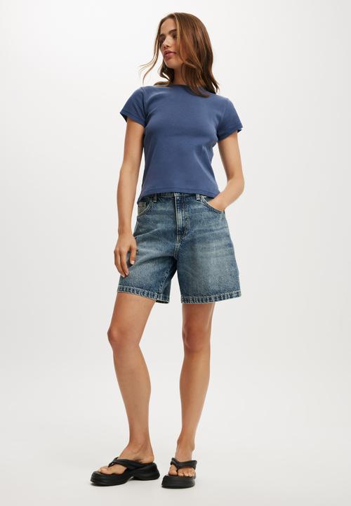 Cotton On - Relaxed denim short - highway blue/ carpenter