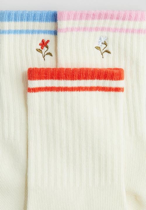 H&M - 5-Pack socks - cream flower
