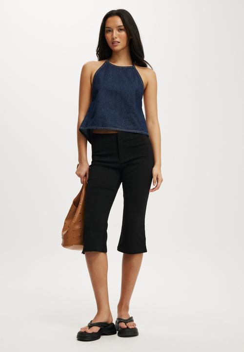 Cotton On - Lyocell halter tie top-rinse blue