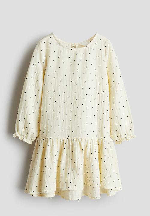 Cotton muslin dress - light yellow spotted